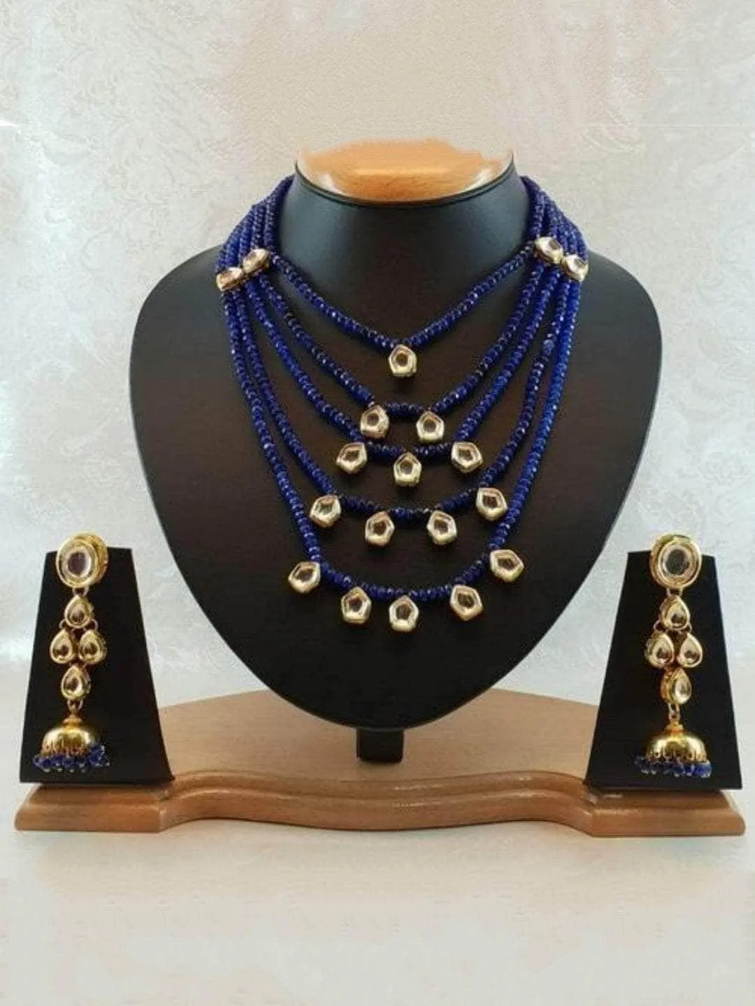 Layered Beaded Necklace Kundan Hanging