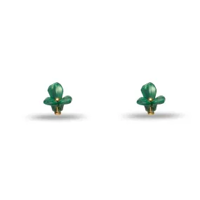 LEAF GREEN TRILLIUM STUD EARRINGS