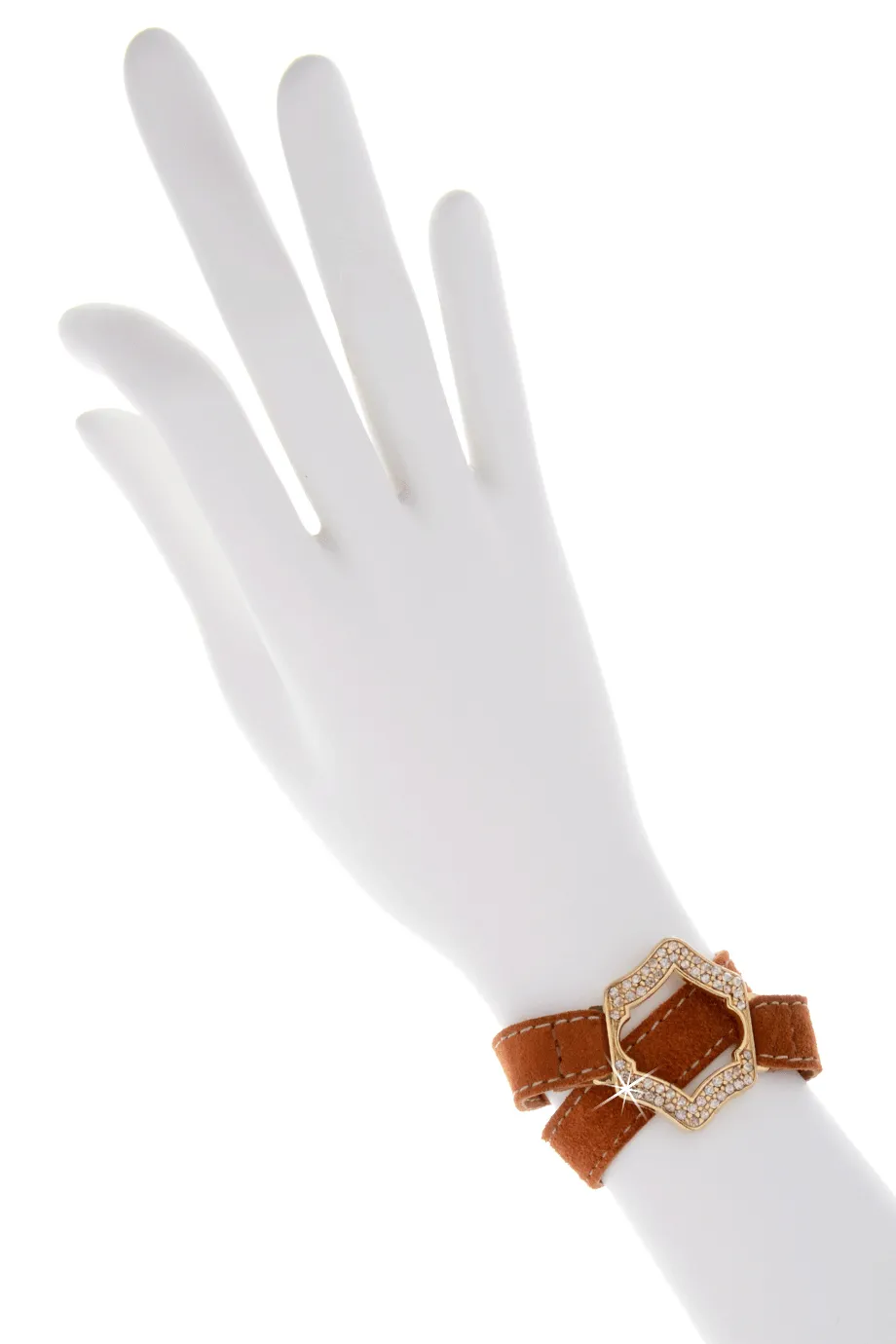 LK DESIGNS Gold Brown Leather Bracelet