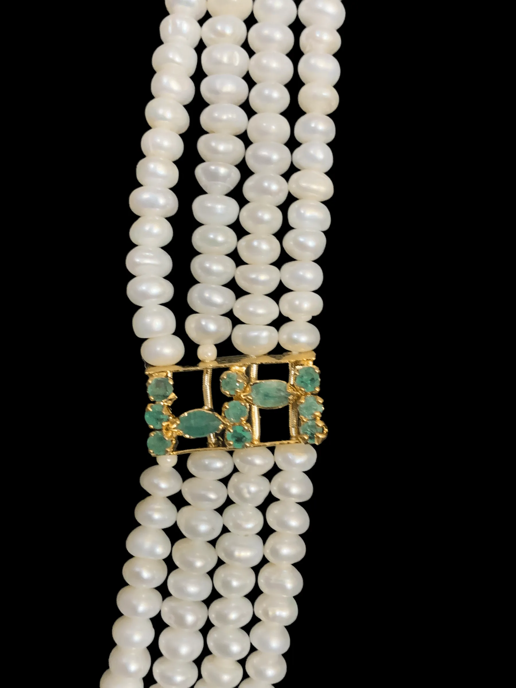 LN121 Fresh water pearl and emerald   stone Rani haar ( READY TO SHIP )