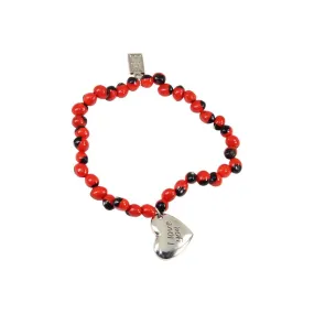 Love & Friendship Charm Stretchy Bracelet w/Meaningful Good Luck, Prosperity, Love Huayruro Seeds