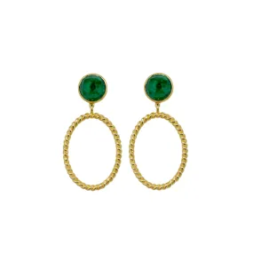 Lucie French Twist & Emerald Gemstone Earring