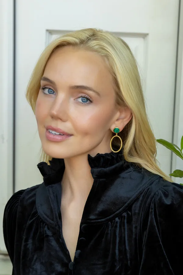 Lucie French Twist & Emerald Gemstone Earring