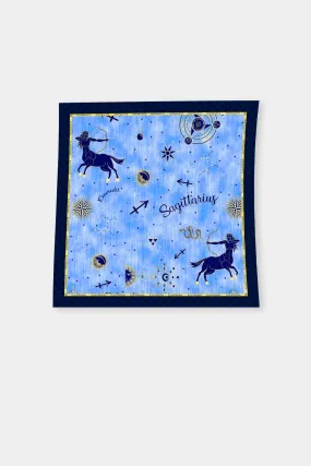 Luxury Zodiac Print Scarf in Blue