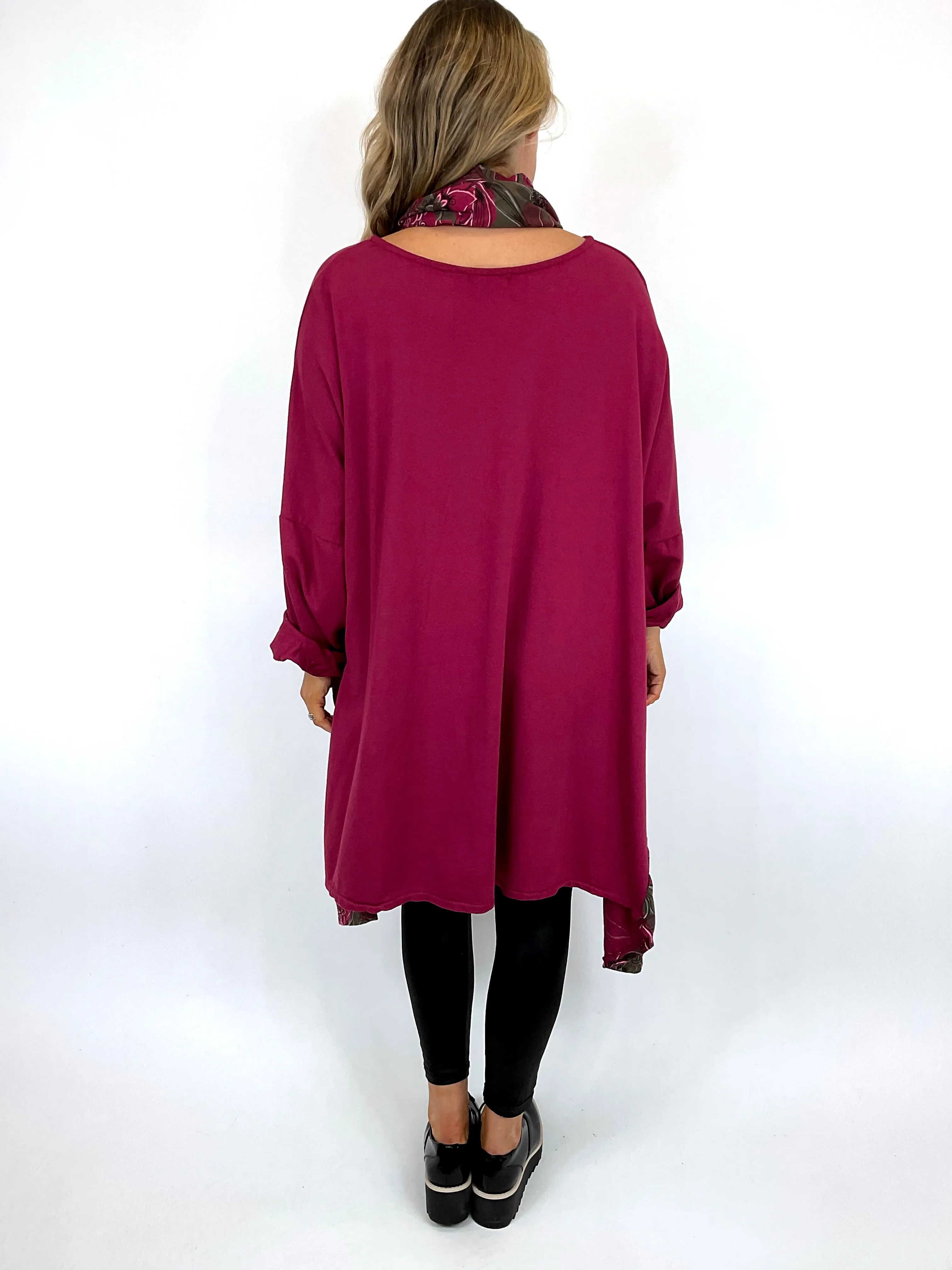 Made in Italy Lagenlook Ashley Scarf Top in Wine. code 11022