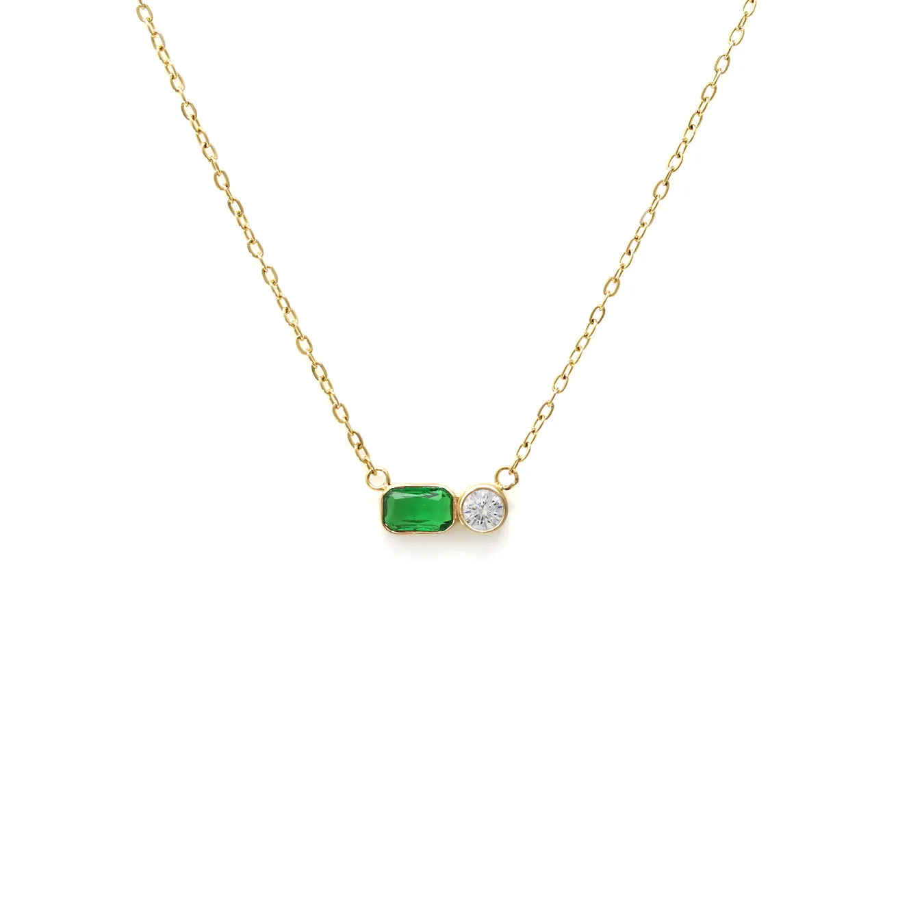 May Emerald Birthstone Necklace - Yellow Gold