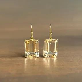 Medium Emerald Cut Champagne Citrine Earrings