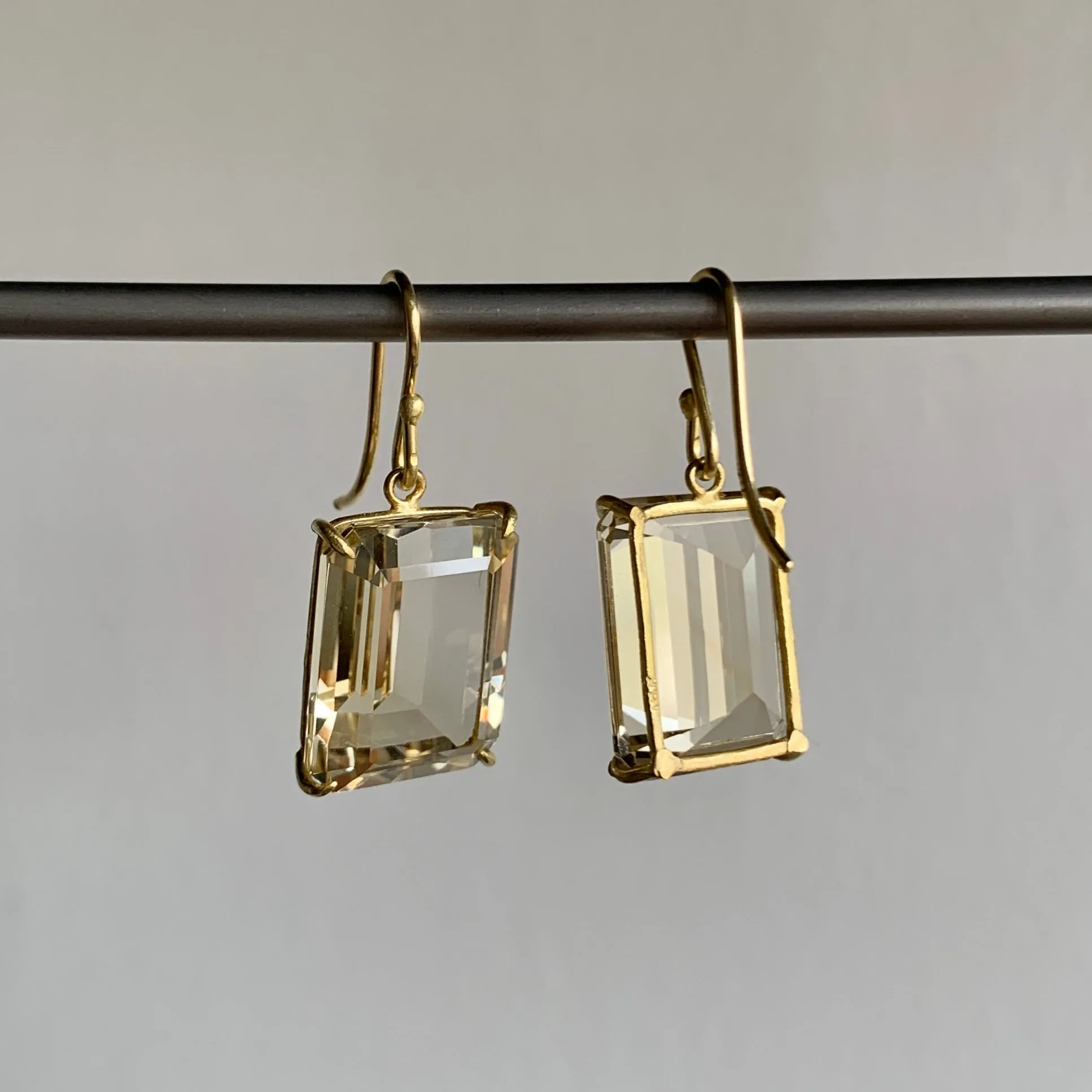 Medium Emerald Cut Champagne Citrine Earrings