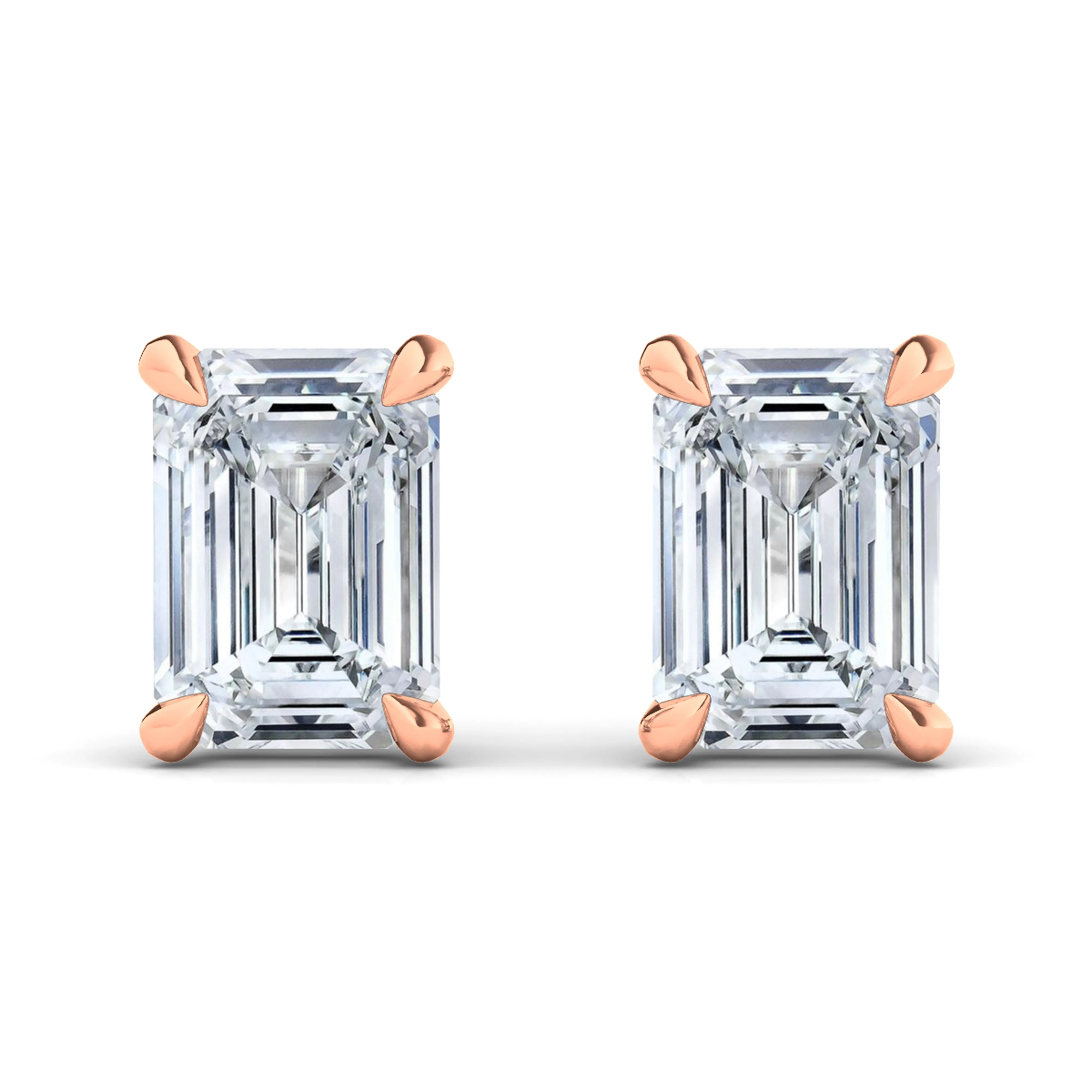 Men's Emerald Cut Diamond Stud Earrings