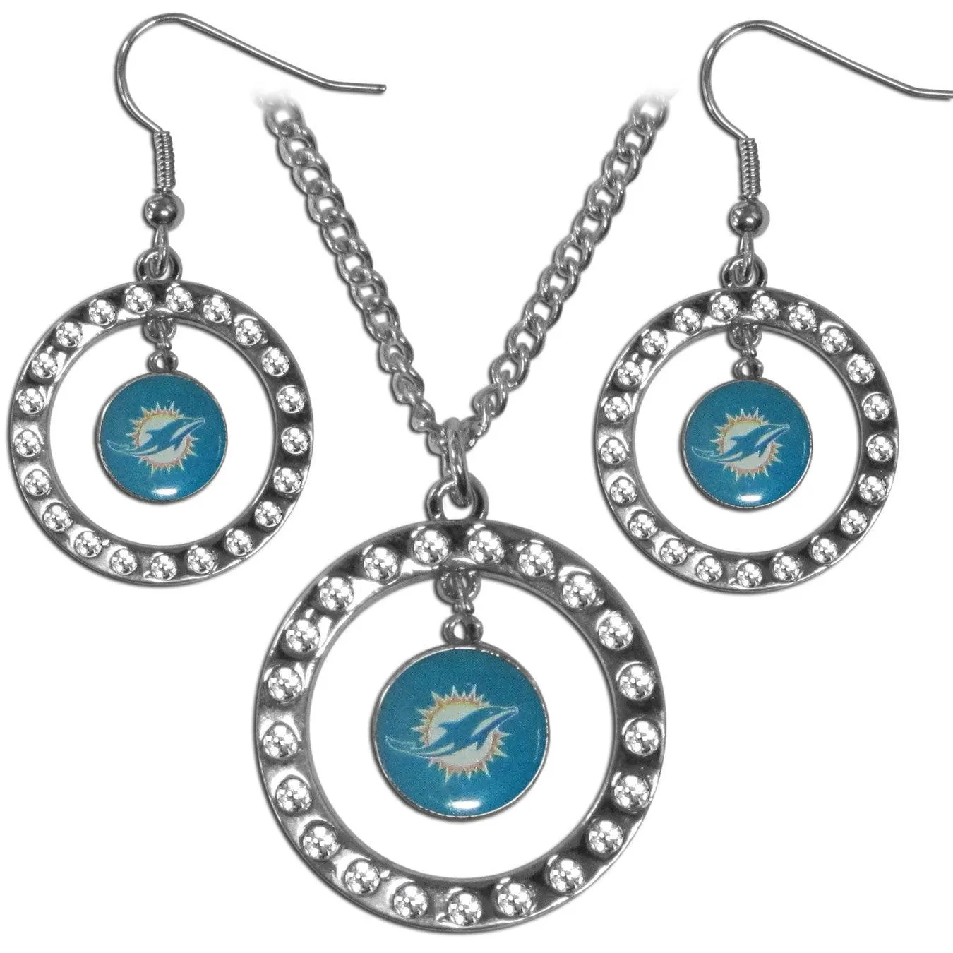 Miami Dolphins Rhinestone Hoop Jewelry Set