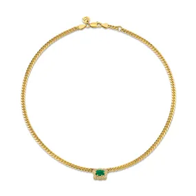 Micro Queen Emerald Cuban Choker Full Pave Halo | Ready to Ship