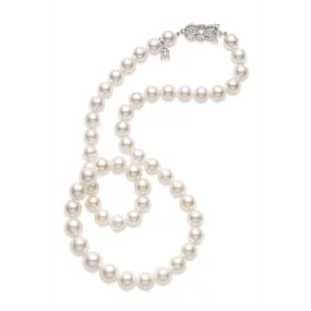 Mikimoto 18K White Gold 6.5x6mm Cultured White Pearl Necklace