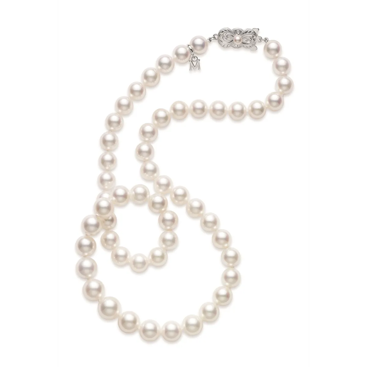 Mikimoto 18K White Gold 6.5x6mm Cultured White Pearl Necklace