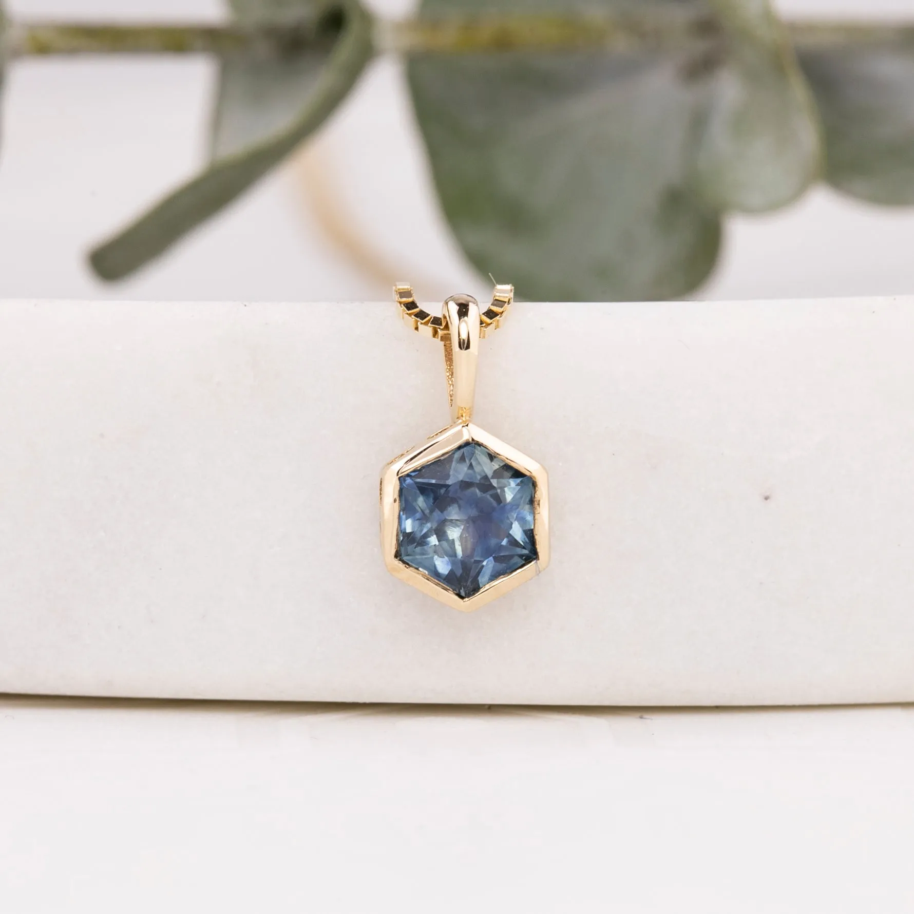 Montana Sapphire Patia Hexagon Charm