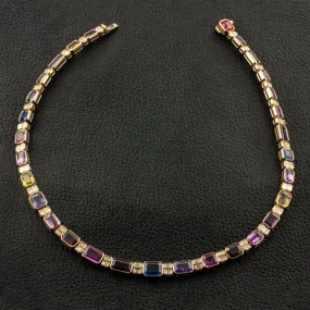 Multi-color Sapphire & Diamond Necklace