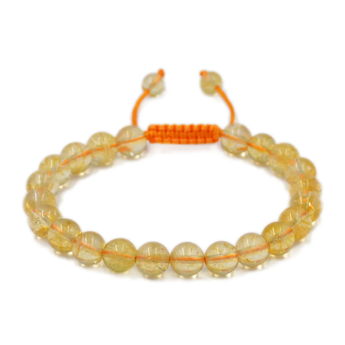 Natural Citrine Crystal 8mm Gemstone Healing Power Crystal Adjustable Macrame Bracelet