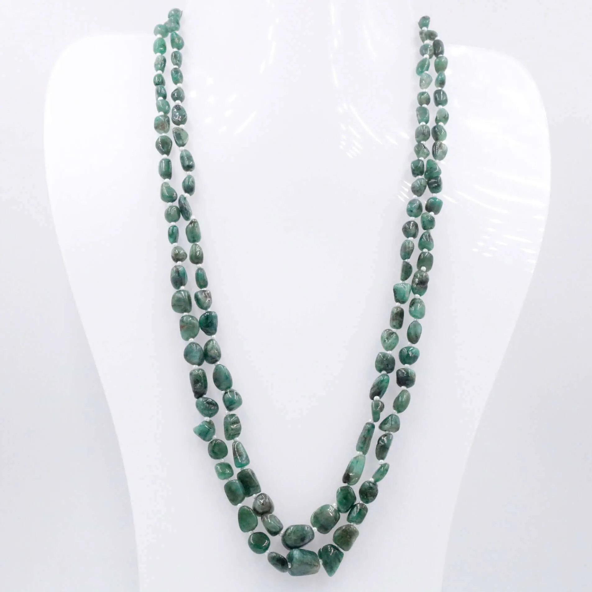 Natural Emerald Nugget Necklace Beaded Necklace Nugget Necklace Gemstone Necklace Long Necklace Sarafa Necklace SKU: 6143204