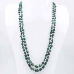 Natural Emerald Nugget Necklace Beaded Necklace Nugget Necklace Gemstone Necklace Long Necklace Sarafa Necklace SKU: 6143204