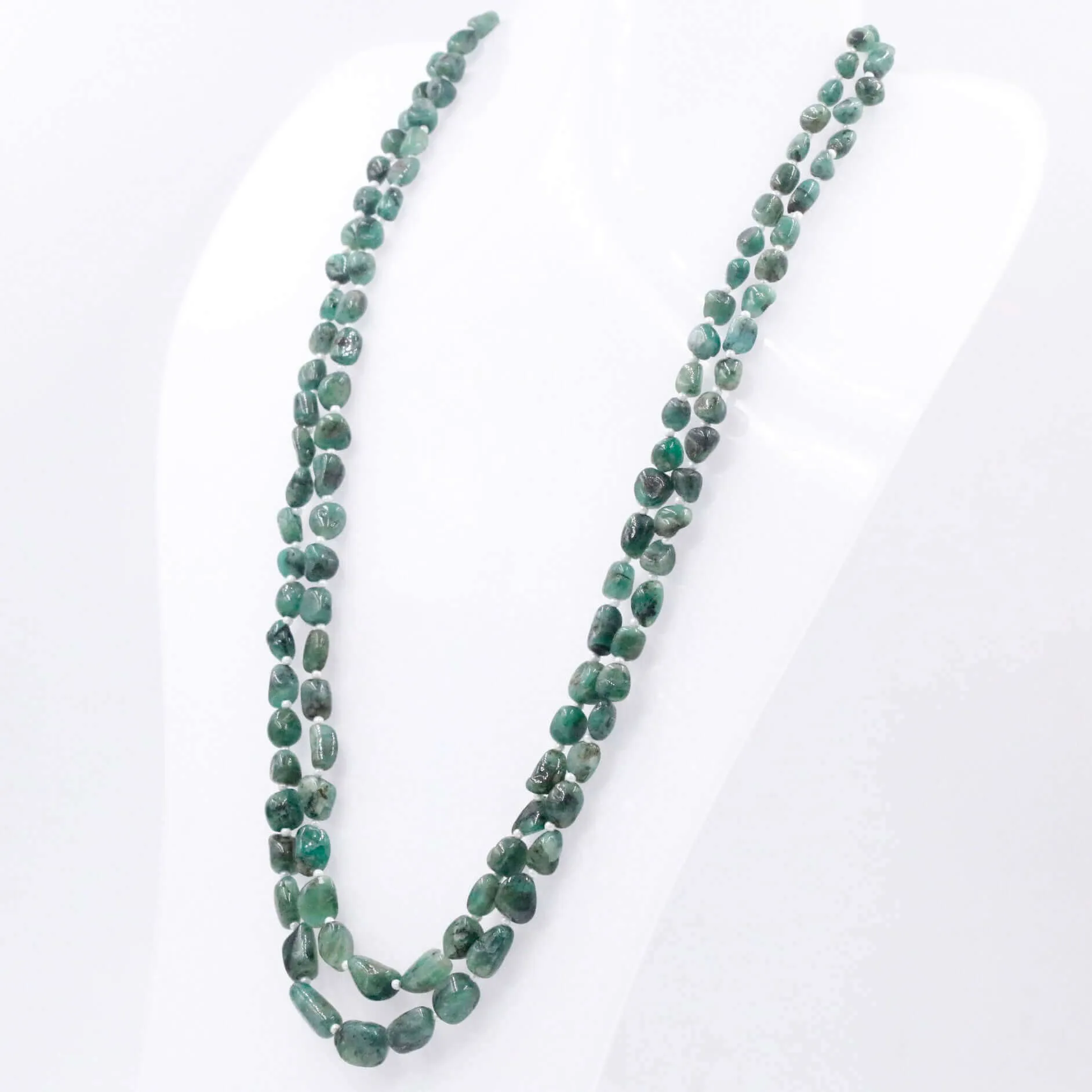 Natural Emerald Nugget Necklace Beaded Necklace Nugget Necklace Gemstone Necklace Long Necklace Sarafa Necklace SKU: 6143204