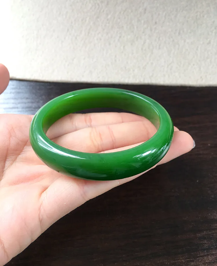 Natural Jade Bangle Nephrite Bangle Internal Diameter 56.1mm NBE050