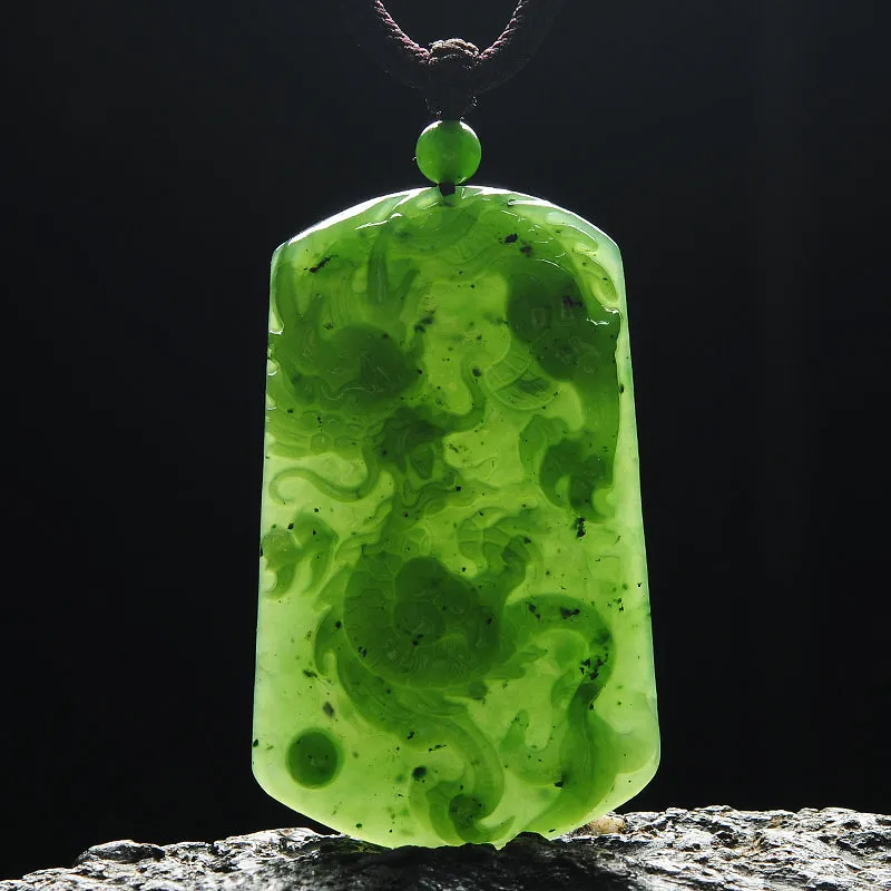 Natural Jade Pendant Nephrite Dragon Pendant PT155