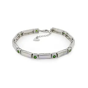 Natural Mother Of Pearl & Chrome Diopside Bracelet