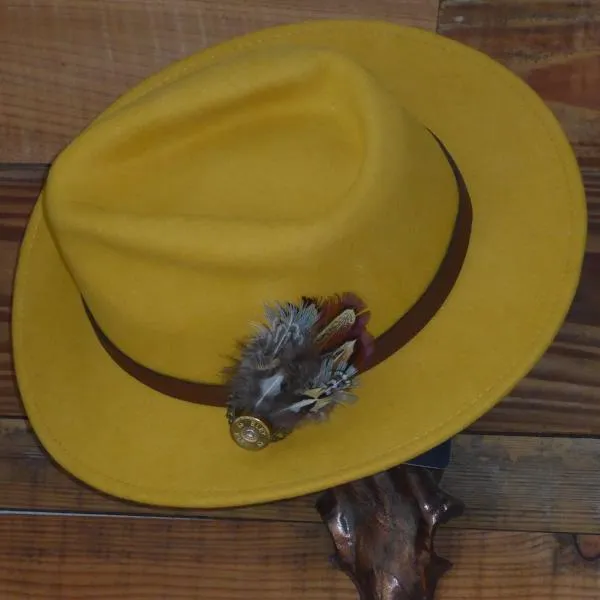 Navy Fedora Hat with Leather Band. Unisex, Crushable.