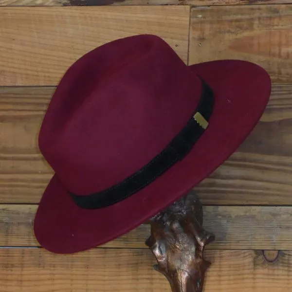 Navy Fedora Hat with Leather Band. Unisex, Crushable.