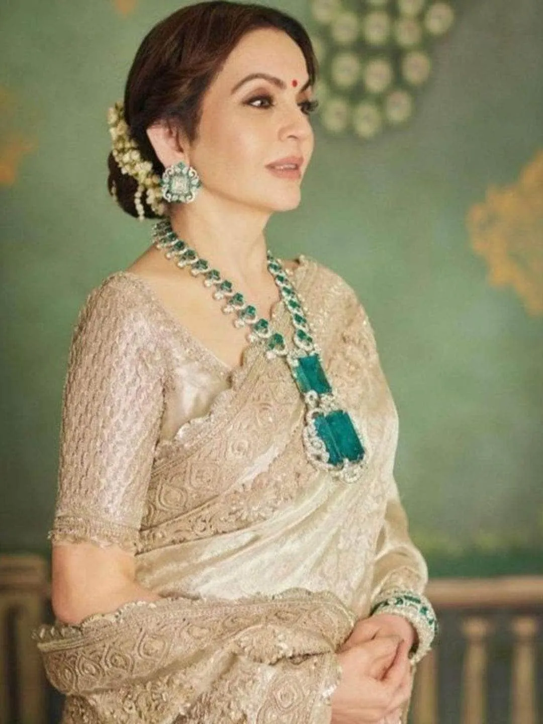 Nita Ambani Inspired Double Stone Emerald Necklace