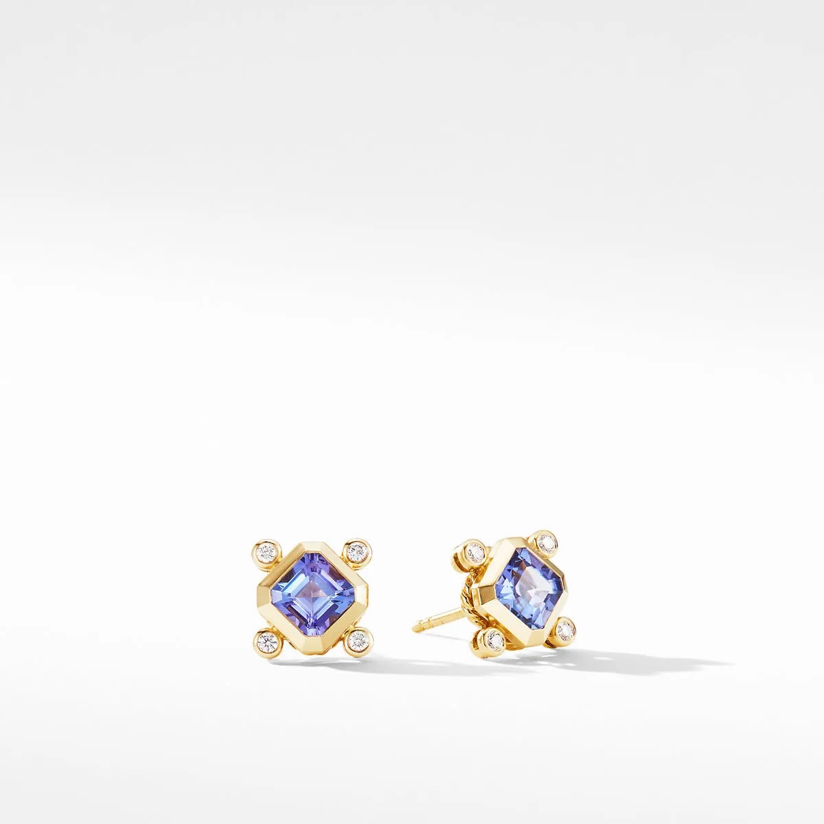 Novella Stud Earrings in 18K Yellow Gold with Tanzanite and Diamonds