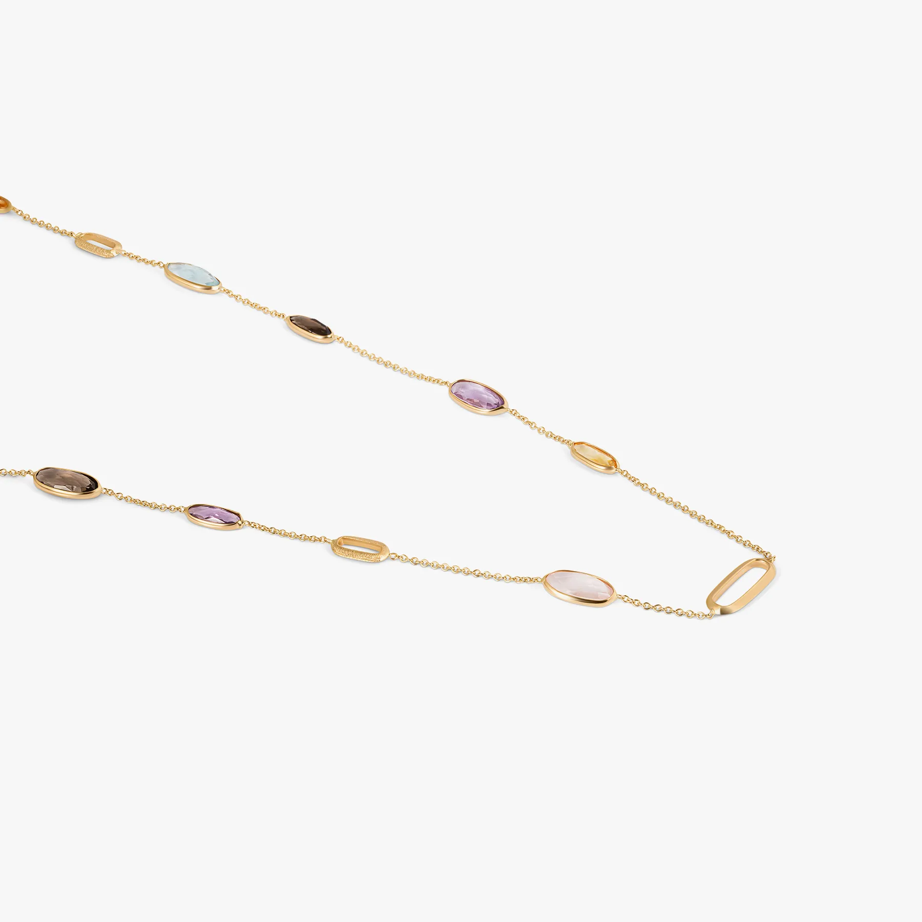 Obi Canna Necklace In 14K Yellow Gold With Amethyst, Cytrine and Topaz