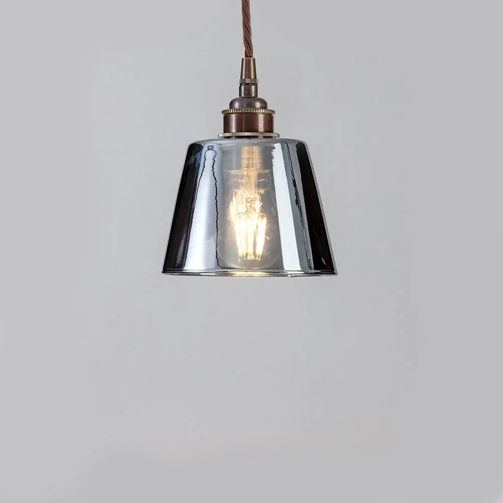 Old School Electric Tapered Blown Glass Pendant Light - Smoked