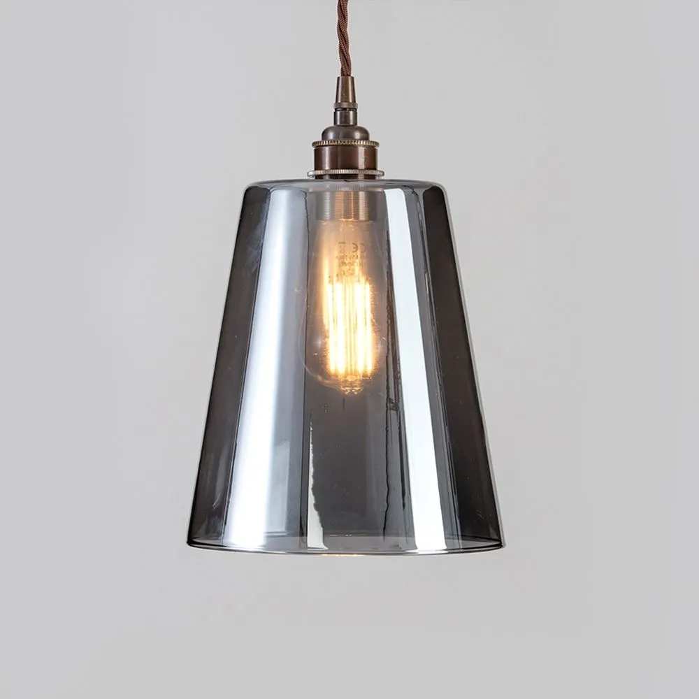 Old School Electric Tapered Blown Glass Pendant Light - Smoked