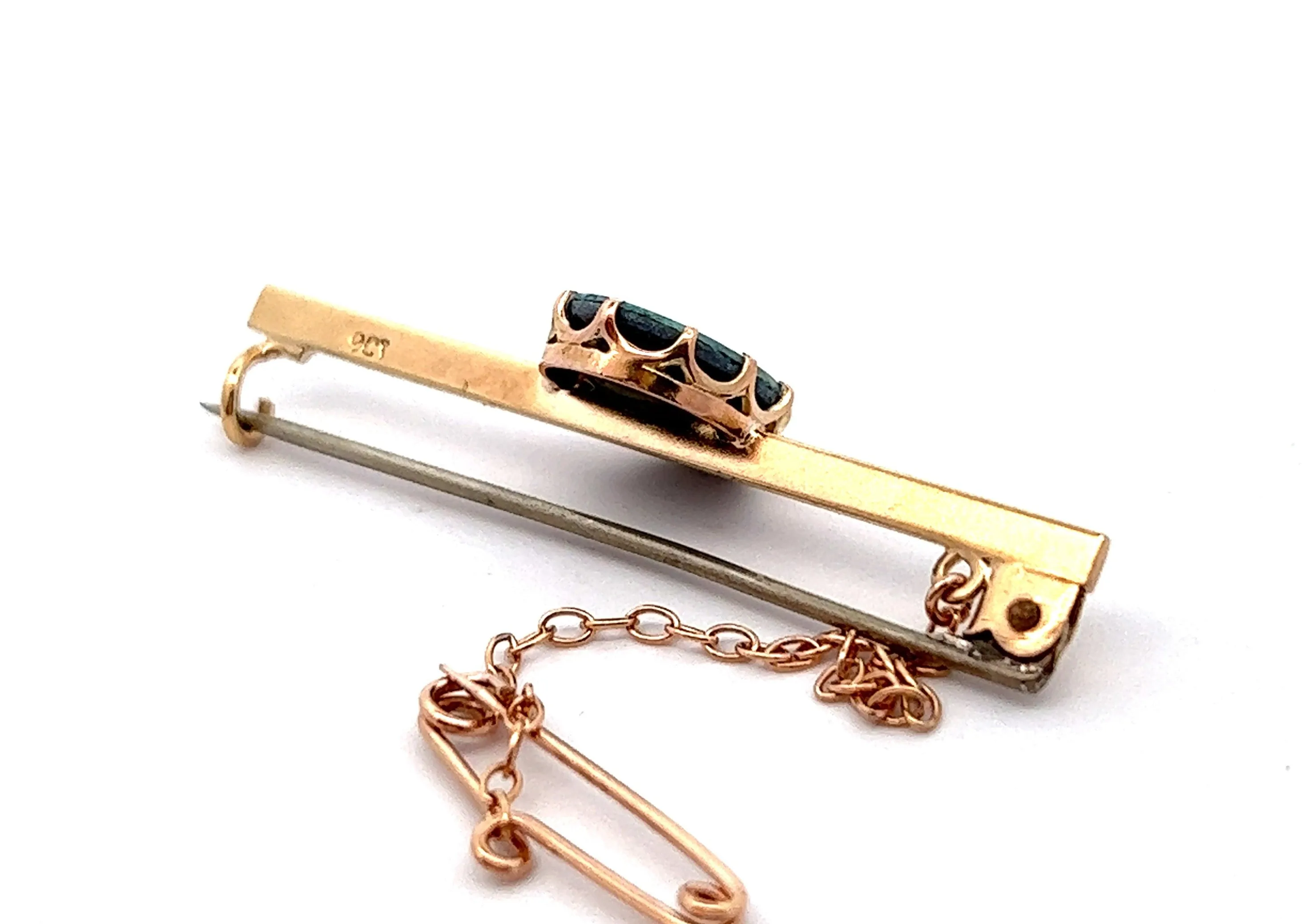 Opal Handmade 9ct Yellow Gold Bar Brooch