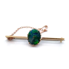 Opal Handmade 9ct Yellow Gold Bar Brooch