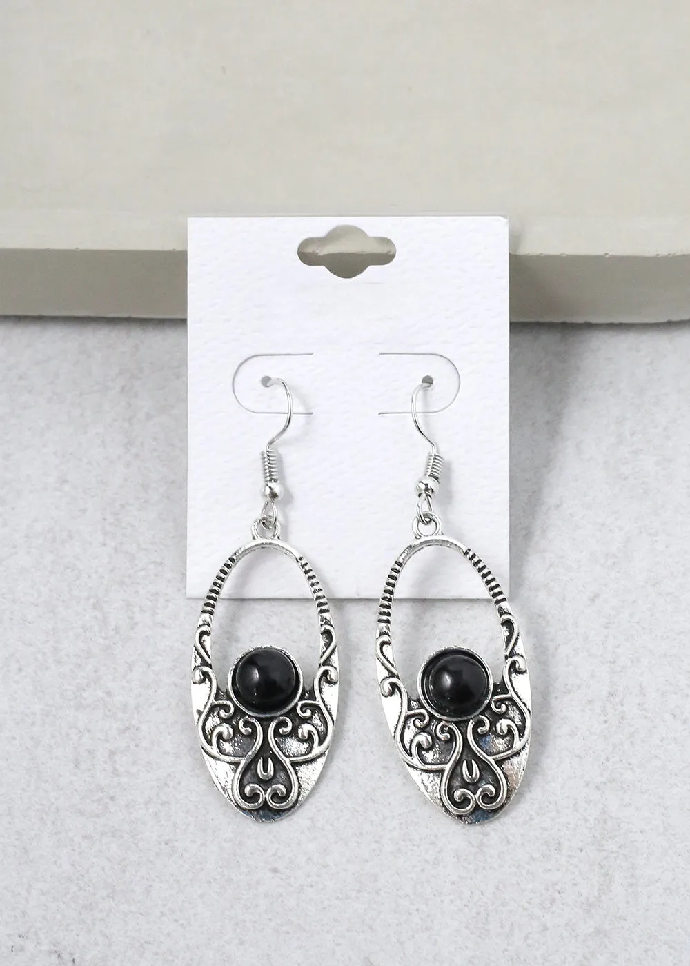 Open Oval Gemstone Earring