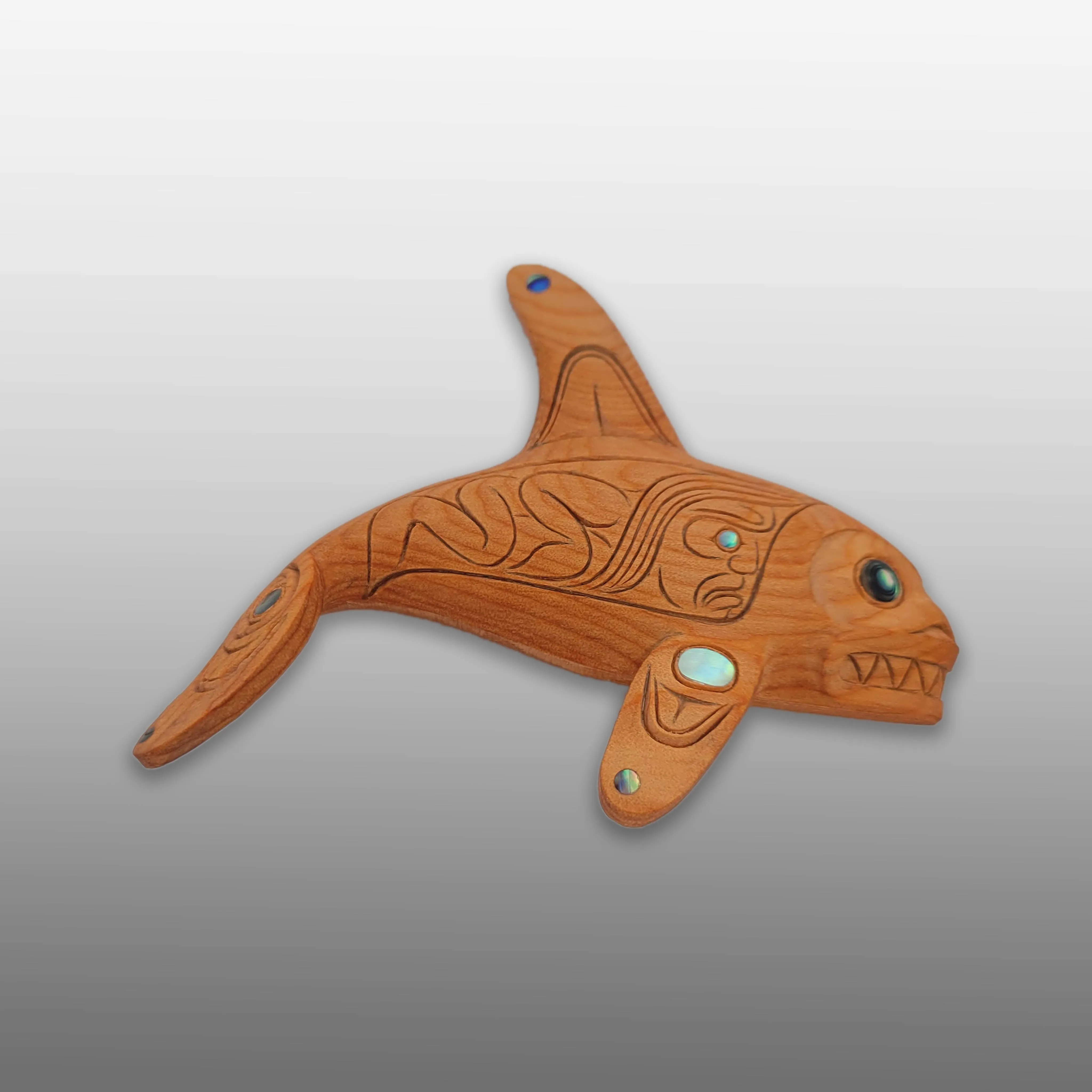 Orca Yew Wood Brooch