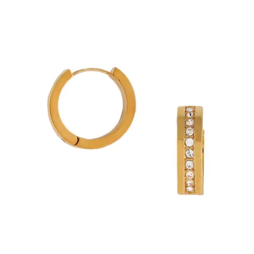 Orelia Crystal Inlay Huggie Hoops