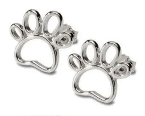 Outline Paw Print Post or Hoop Earrings in Sterling Silver