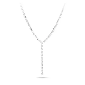 Oval and Emerald Cut Lariat Tennis Necklace with 5.25ct of Laboratory Grown Diamonds in Sterling Silver and Platinum