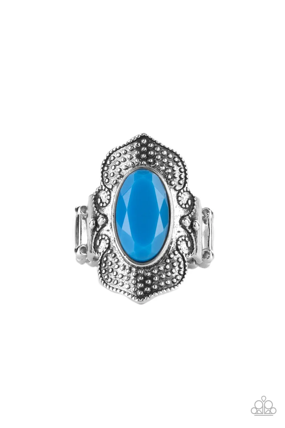 Paparazzi Coup de MANE Necklace Blue, Fleek Fortress Earrings Blue & Taj Mahal Trendsetter Ring Blue