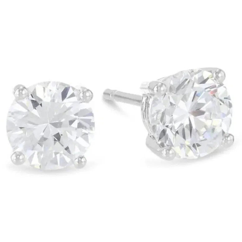 Paris Jewelry 14K White Gold 1/4 Carat Round Created Diamond Solitaire Stud Earrings