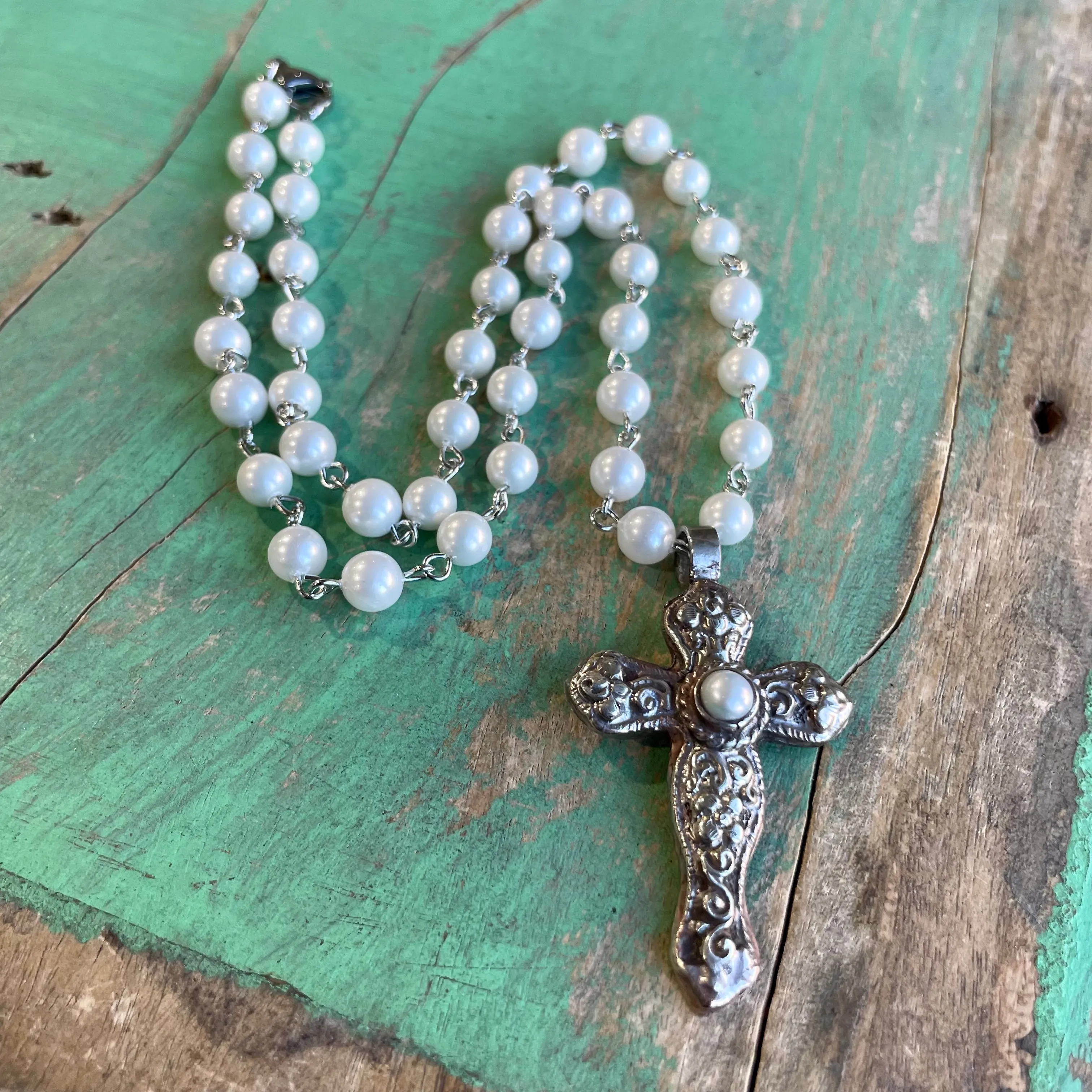 Pearl Cross Layering Necklaces