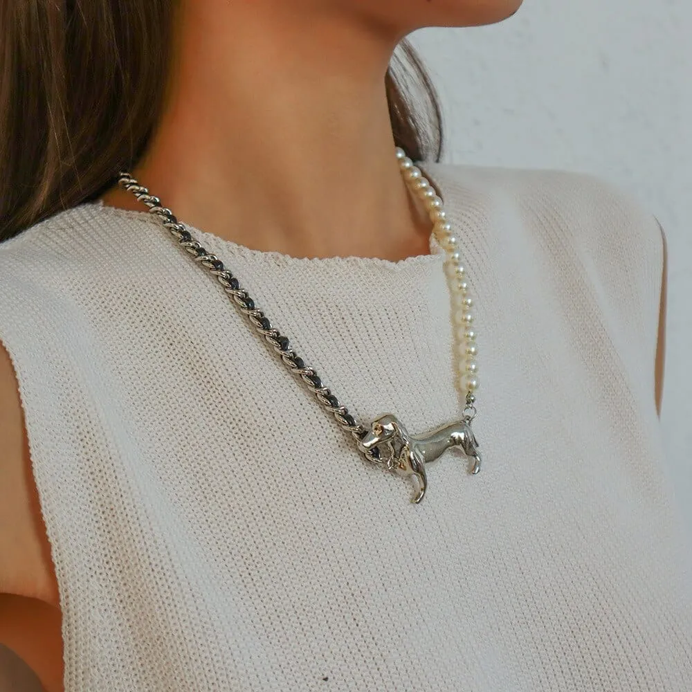 Pearl Dachshund Necklace