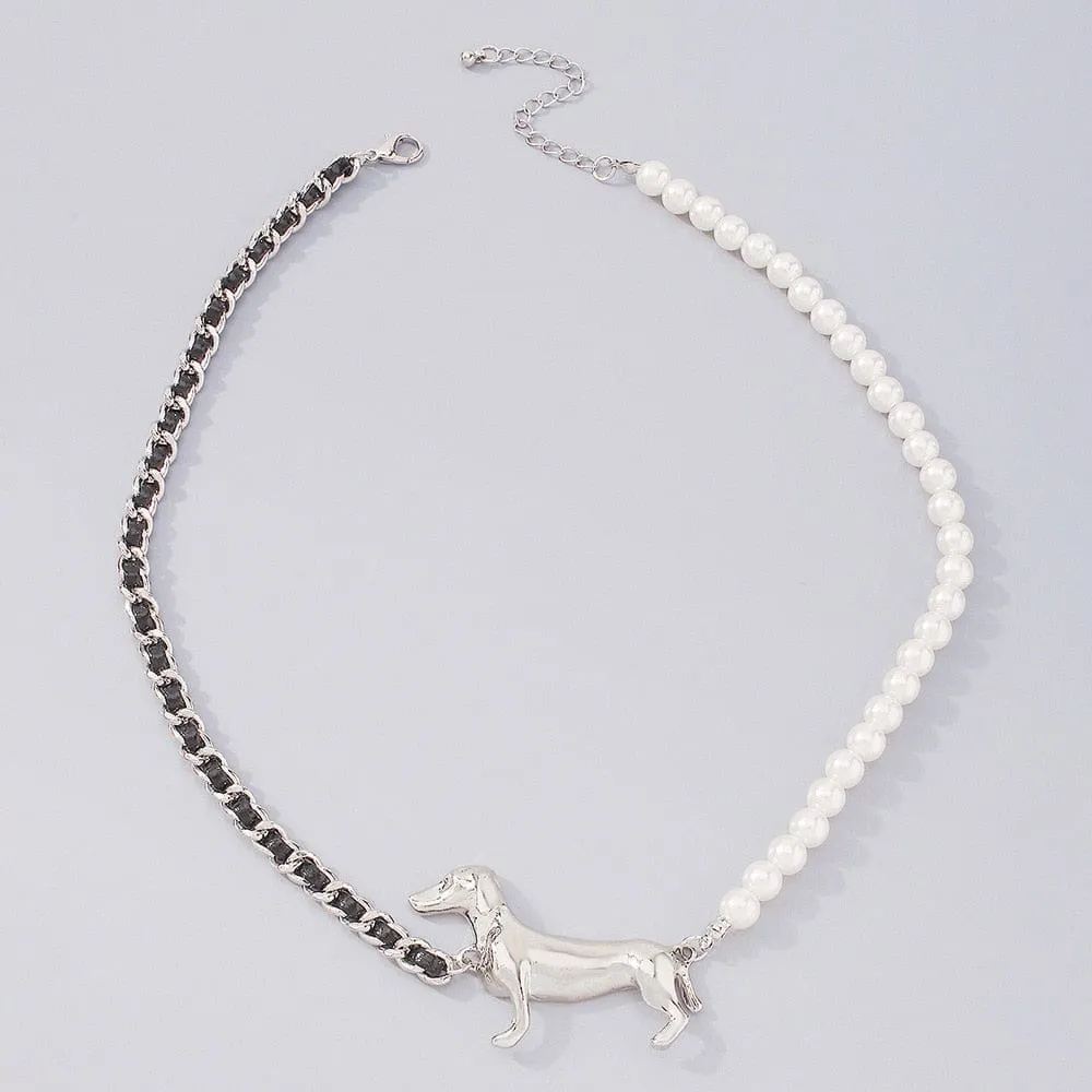 Pearl Dachshund Necklace