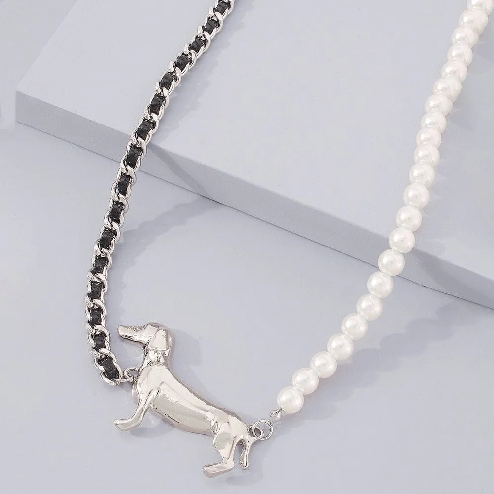 Pearl Dachshund Necklace