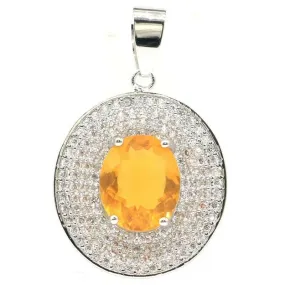 Petite Sterling Silver Golden Citrine Oval Pendant Necklace 18"