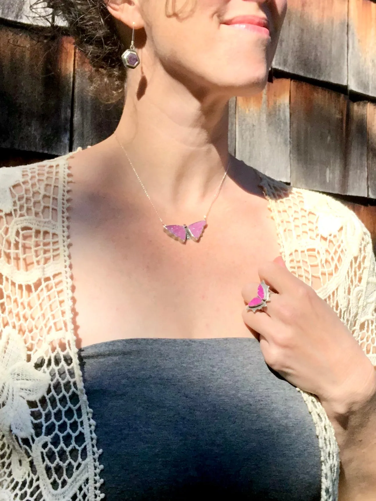 Pink Butterfly Necklace