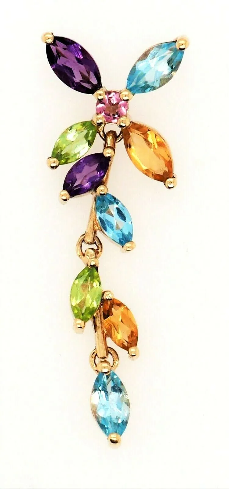 Pink Sapphire, Citrine, Amethyst, Topaz Pendant 9ct Yellow Gold Necklace