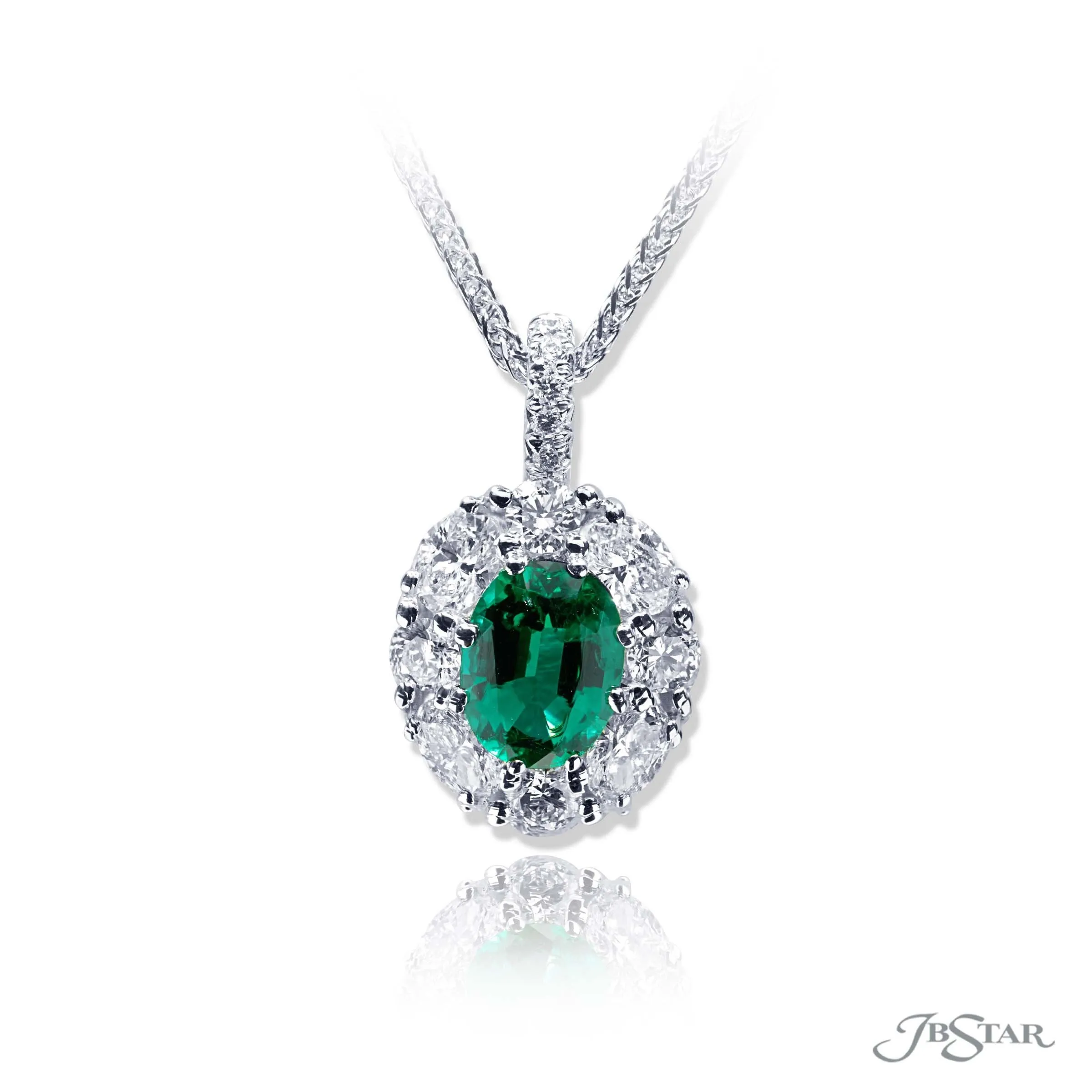 Platinum Emerald and Diamond Pendant